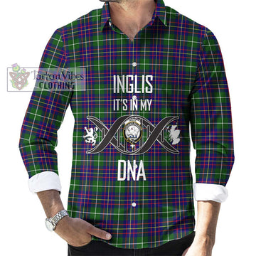 Inglis Tartan Long Sleeve Button Shirt with Family Crest DNA In Me Style