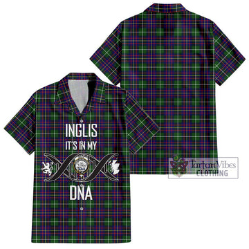 Inglis Tartan Short Sleeve Button Shirt with Family Crest DNA In Me Style