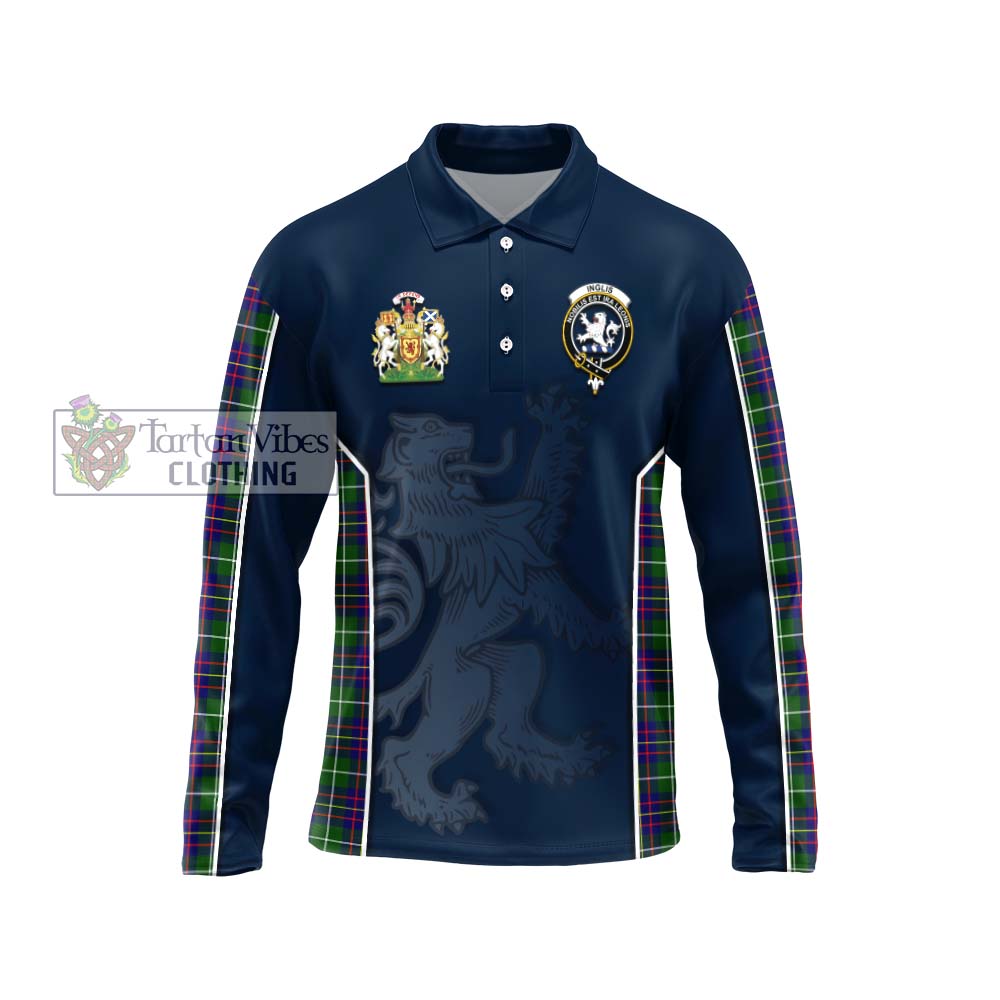 Inglis Tartan Long Sleeve Polo Shirt with Family Crest and Lion Rampant Vibes Sport Style Unisex - Tartan Vibes Clothing