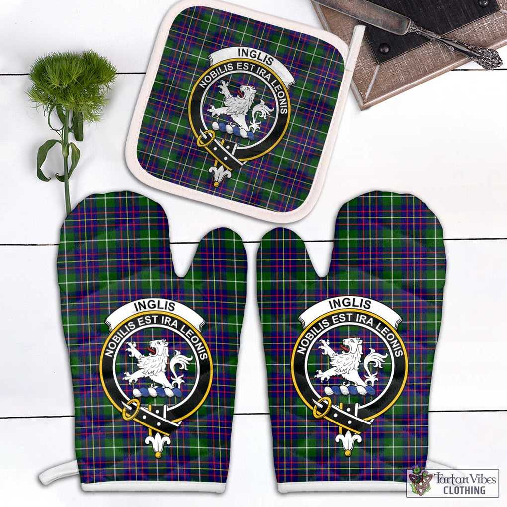 Inglis Tartan Combo Oven Mitt & Pot-Holder with Family Crest Combo 1 Oven Mitt & 1 Pot-Holder White - Tartan Vibes Clothing