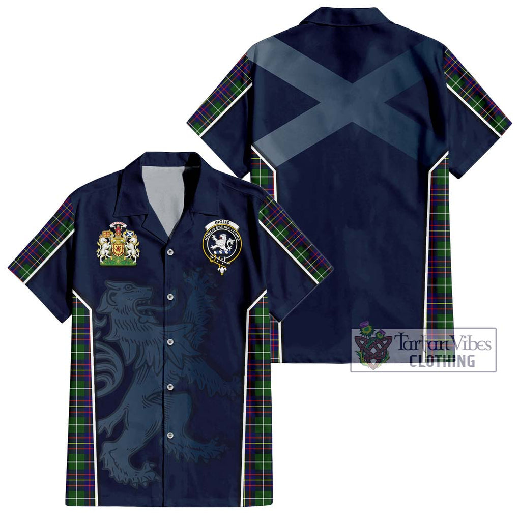 Inglis Tartan Short Sleeve Button Shirt with Family Crest and Lion Rampant Vibes Sport Style Kid - Tartan Vibes Clothing