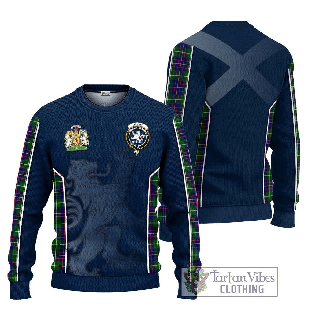 Inglis Tartan Knitted Sweater with Family Crest and Lion Rampant Vibes Sport Style Unisex - Tartan Vibes Clothing