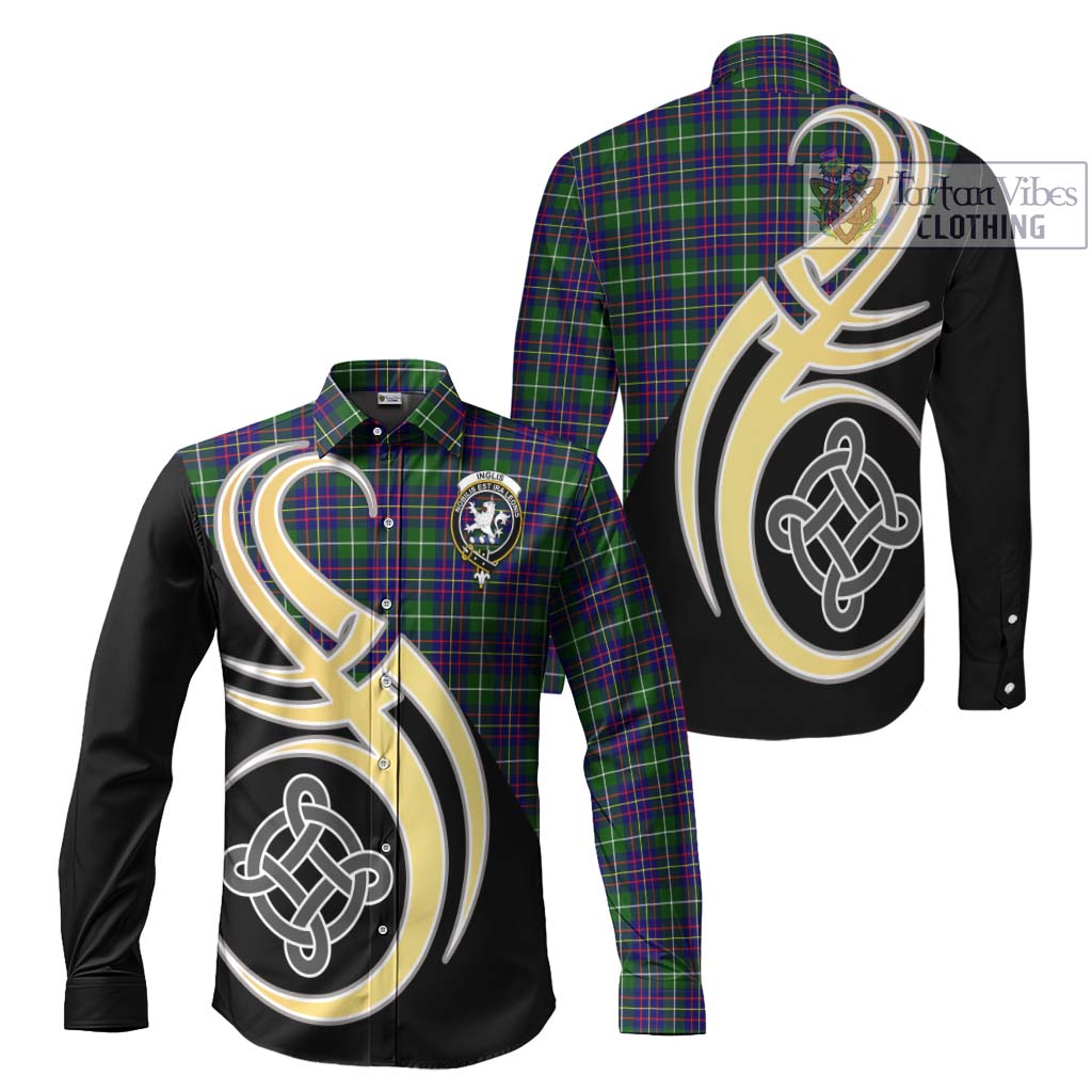 Inglis Tartan Long Sleeve Button Shirt with Family Crest and Celtic Symbol Style Men's Shirt S - Tartan Vibes Clothing