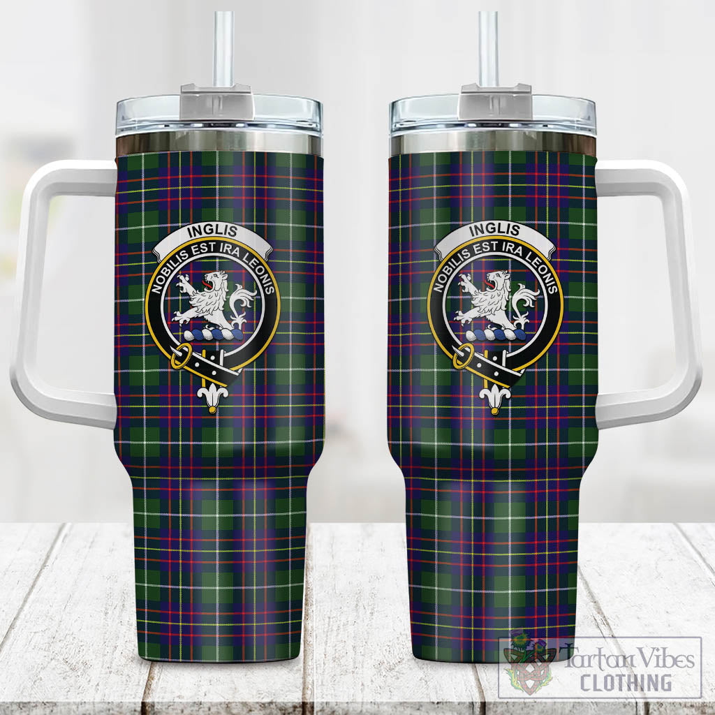 Tartan Vibes Clothing Inglis Modern Tartan and Family Crest Tumbler with Handle