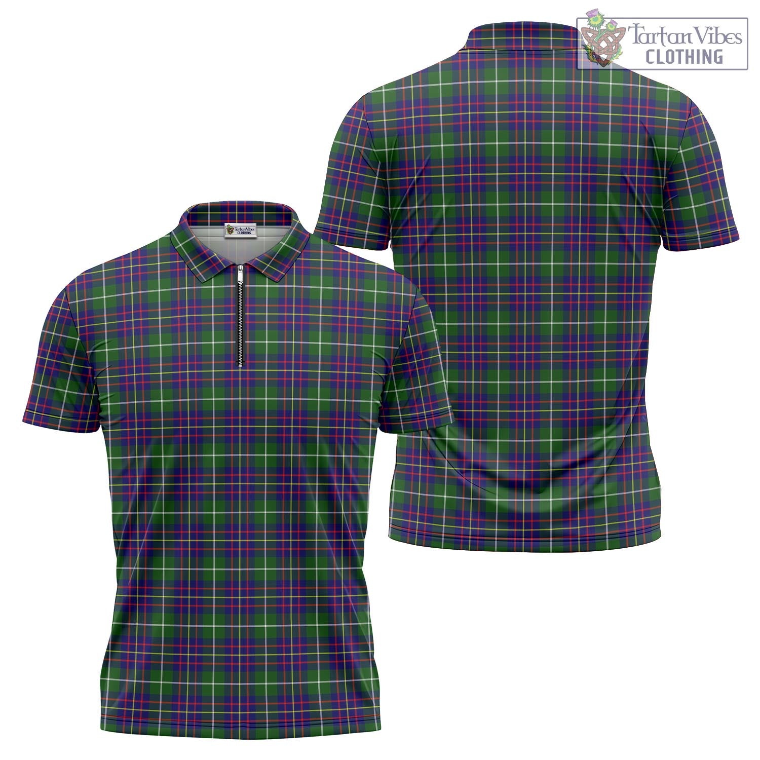 Tartan Vibes Clothing Inglis Modern Tartan Zipper Polo Shirt