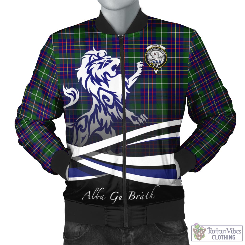 Tartan Vibes Clothing Inglis Modern Tartan Bomber Jacket with Alba Gu Brath Regal Lion Emblem