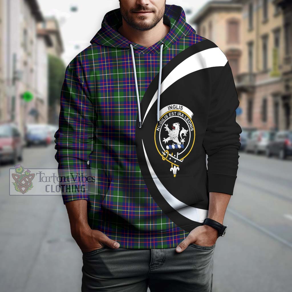 Tartan Vibes Clothing Inglis Modern Tartan Hoodie with Family Crest Circle Style