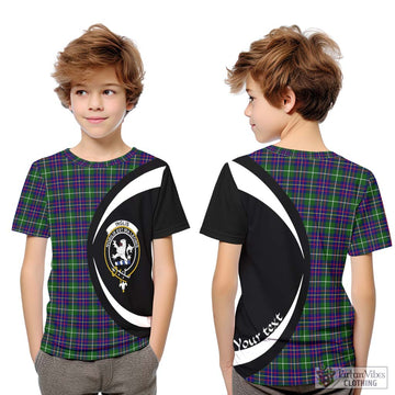 Inglis Tartan Kid T-Shirt with Family Crest Circle Style