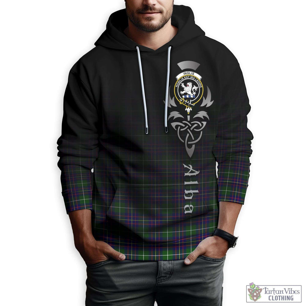 Tartan Vibes Clothing Inglis Modern Tartan Hoodie Featuring Alba Gu Brath Family Crest Celtic Inspired