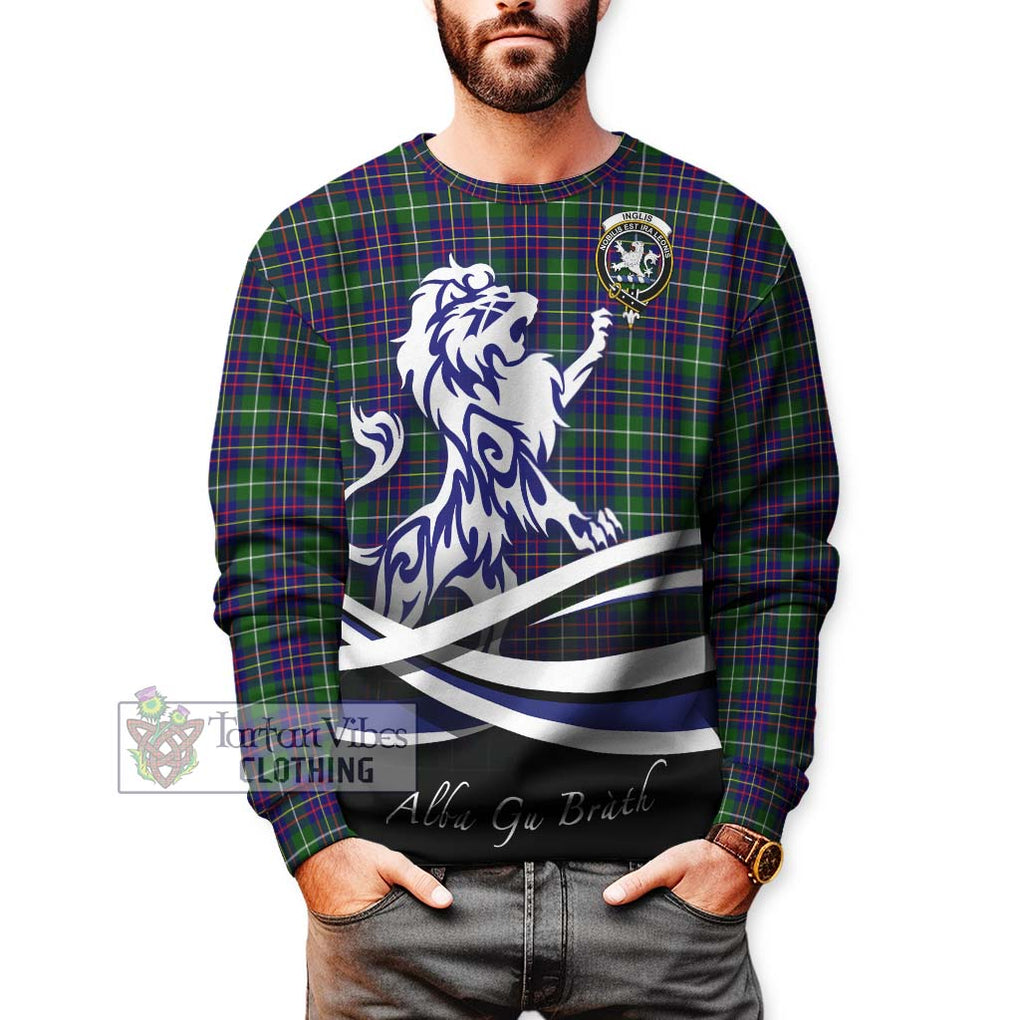 Inglis Tartan Sweatshirt with Alba Gu Brath Regal Lion Emblem Unisex - Tartanvibesclothing Shop