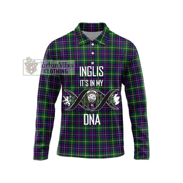 Inglis Tartan Long Sleeve Polo Shirt with Family Crest DNA In Me Style