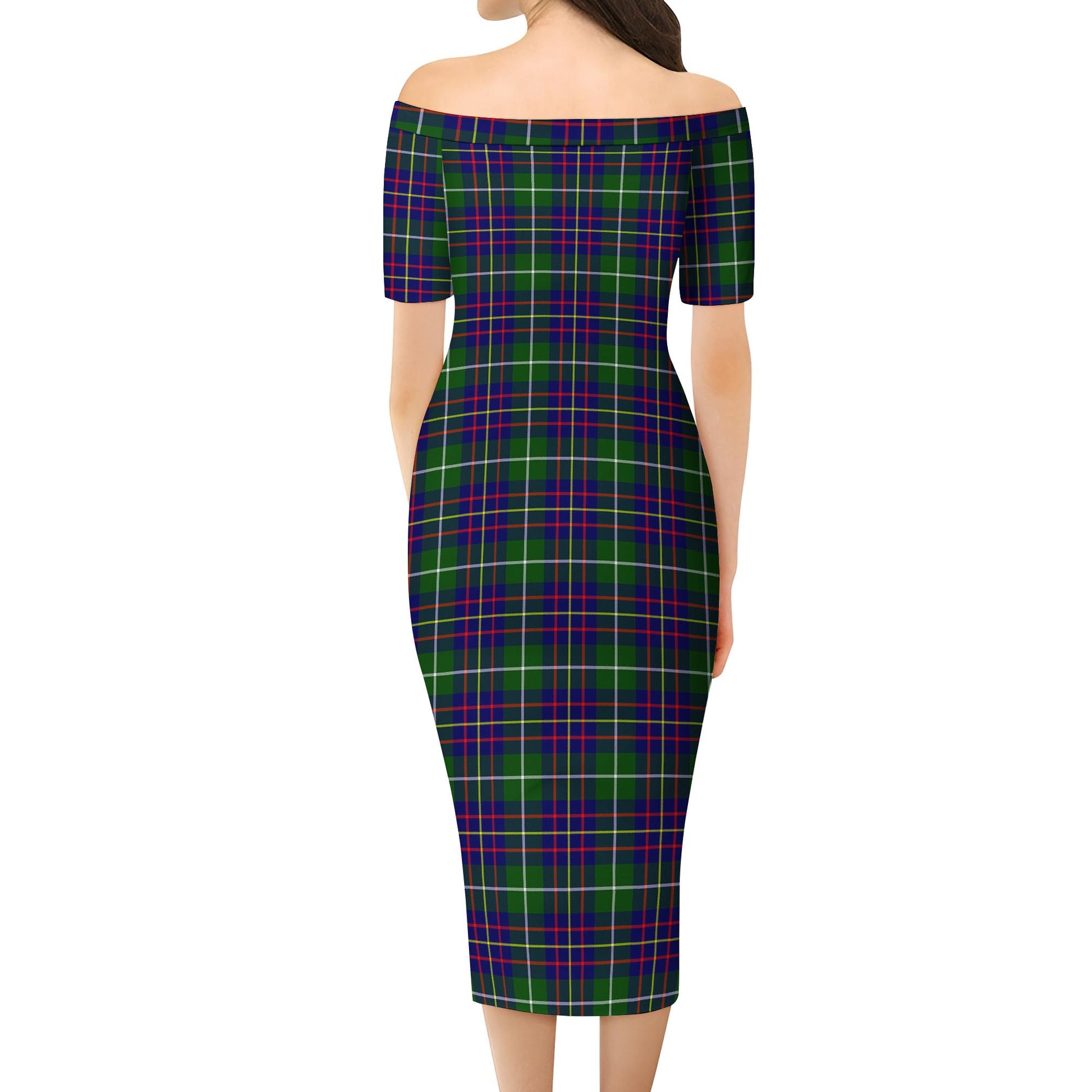 Inglis Modern Tartan Off Shoulder Lady Dress - Tartanvibesclothing