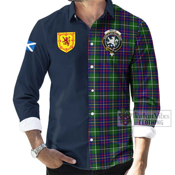 Inglis Tartan Long Sleeve Button Shirt Alba with Scottish Lion Royal Arm Half Style Men's Shirt - Tartan Vibes Clothing