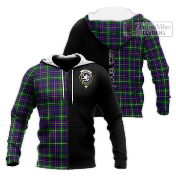 Inglis Tartan Knitted Hoodie with Family Crest and Half Of Me Style