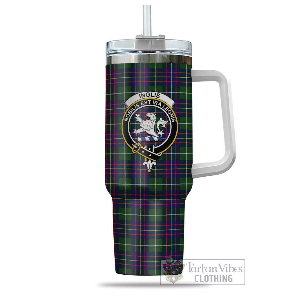 Tartan Vibes Clothing Inglis Modern Tartan and Family Crest Tumbler with Handle