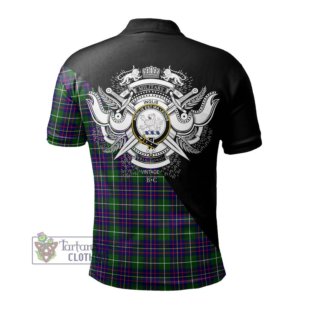 Inglis Tartan Polo Shirt with Family Crest and Military Logo Style - Tartanvibesclothing Shop