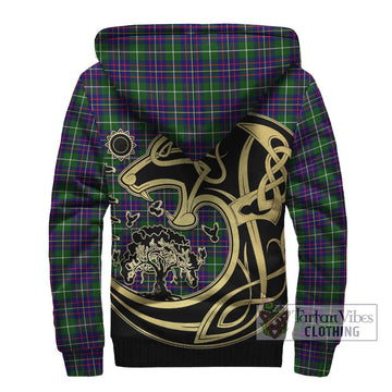 Inglis Tartan Sherpa Hoodie with Family Crest Celtic Wolf Style