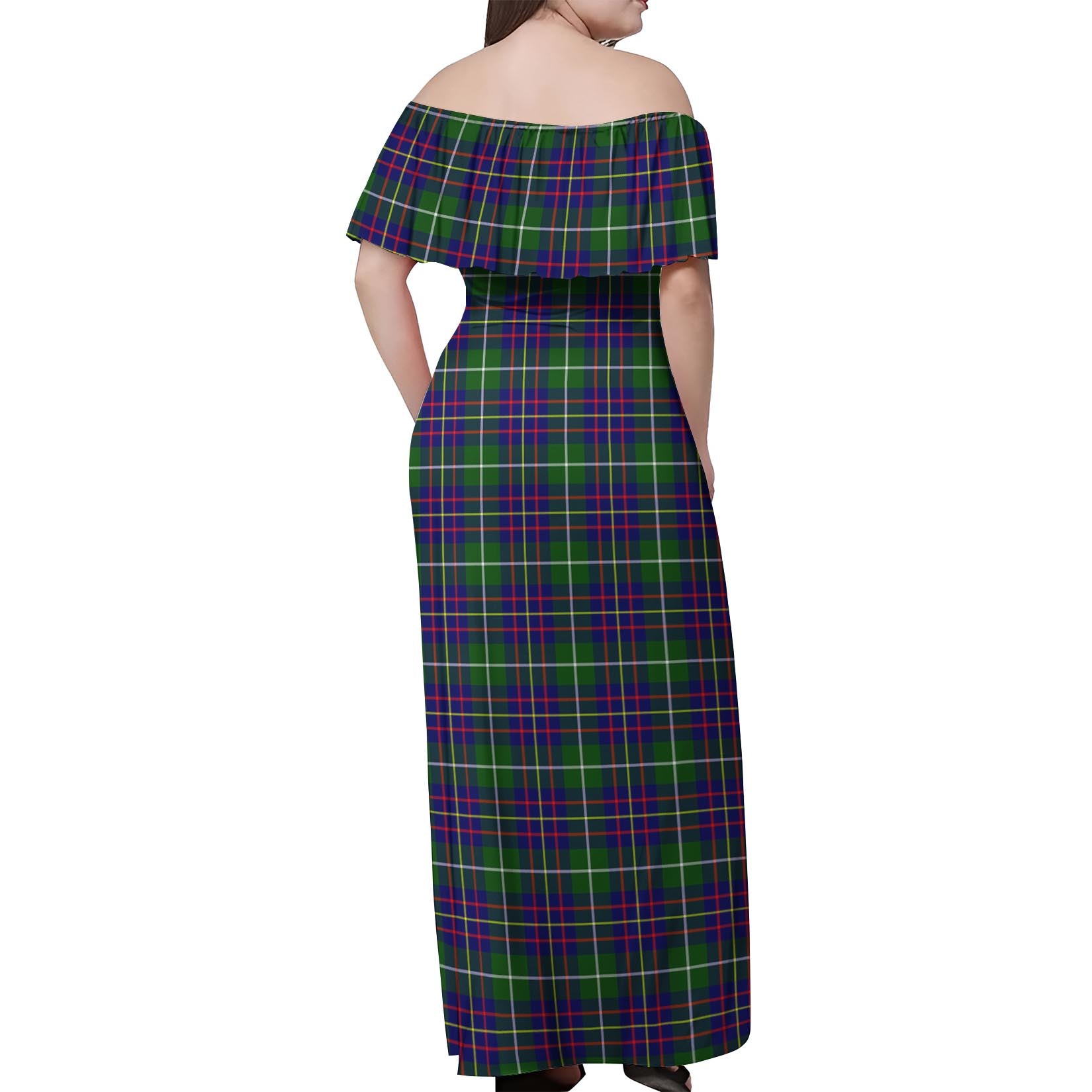 Inglis Modern Tartan Off Shoulder Long Dress - Tartanvibesclothing