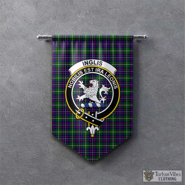 Inglis Tartan Gonfalon, Tartan Banner with Family Crest