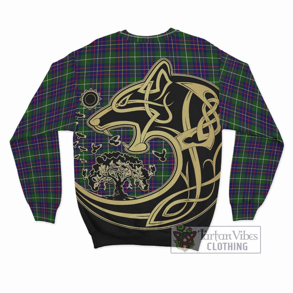 Inglis Tartan Sweatshirt with Family Crest Celtic Wolf Style - Tartan Vibes Clothing