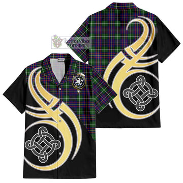 Inglis Tartan Short Sleeve Button Shirt with Family Crest and Celtic Symbol Style