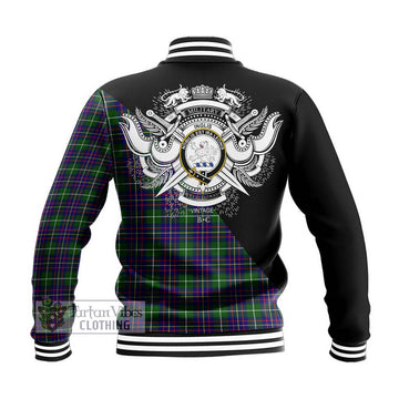 Inglis Tartan Baseball Jacket with Family Crest and Military Logo Style