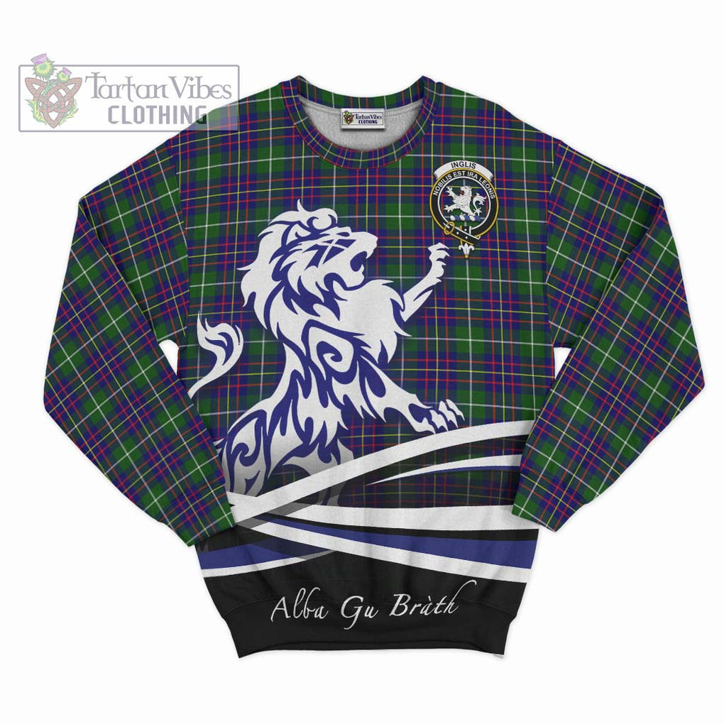 Inglis Tartan Sweatshirt with Alba Gu Brath Regal Lion Emblem - Tartanvibesclothing Shop