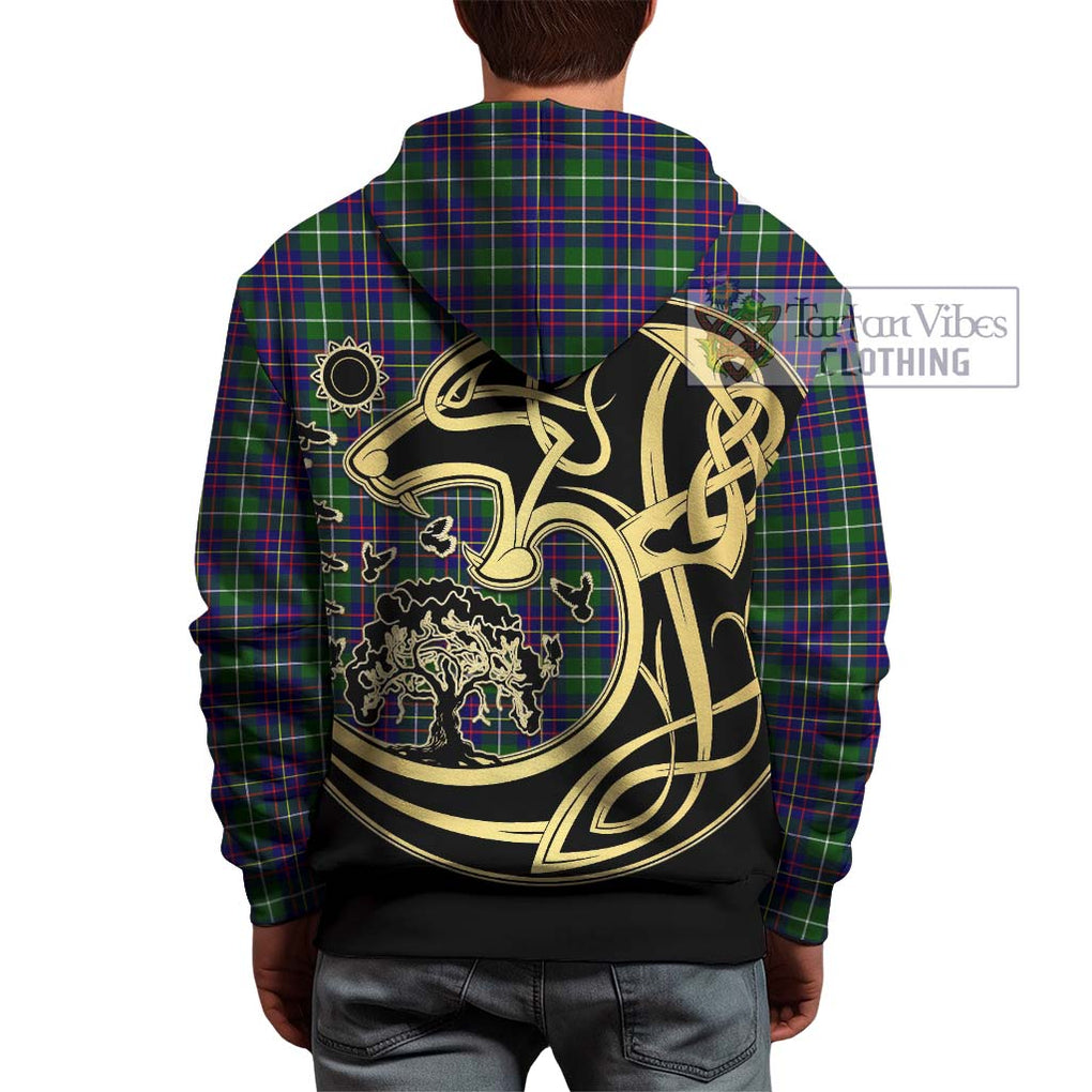 Inglis Tartan Hoodie with Family Crest Celtic Wolf Style - Tartan Vibes Clothing