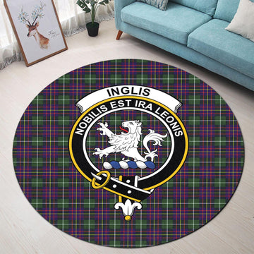 Inglis Tartan Round Rug with Family Crest