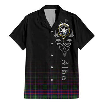 Inglis Tartan Short Sleeve Button Up Shirt Featuring Alba Gu Brath Family Crest Celtic Inspired