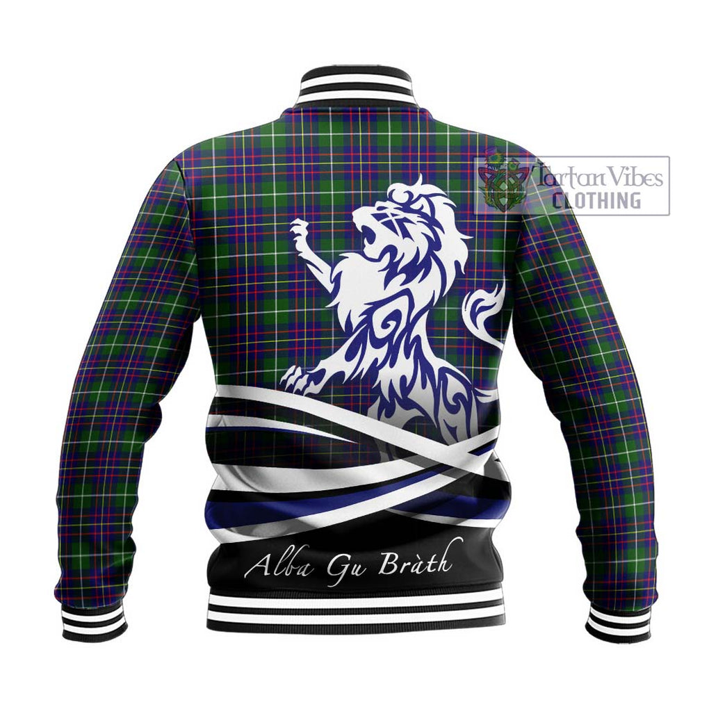 Inglis Tartan Baseball Jacket with Alba Gu Brath Regal Lion Emblem - Tartanvibesclothing Shop