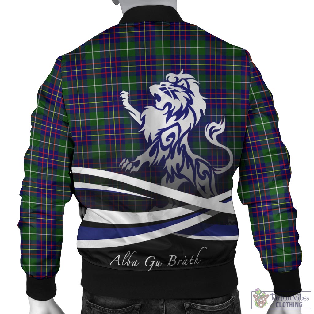 Tartan Vibes Clothing Inglis Modern Tartan Bomber Jacket with Alba Gu Brath Regal Lion Emblem