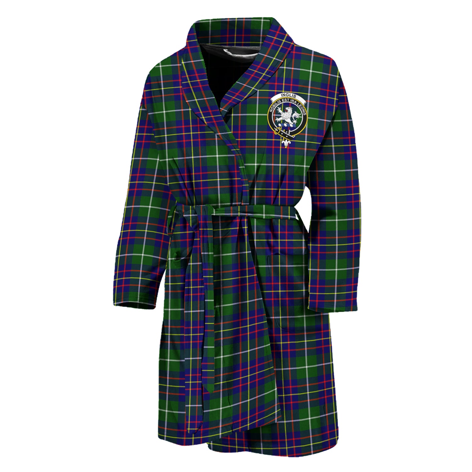 Inglis Tartan Bathrobe with Family Crest Unisex M - Tartan Vibes Clothing