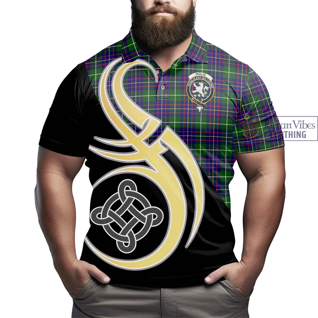 Inglis Tartan Polo Shirt with Family Crest and Celtic Symbol Style - Tartan Vibes Clothing