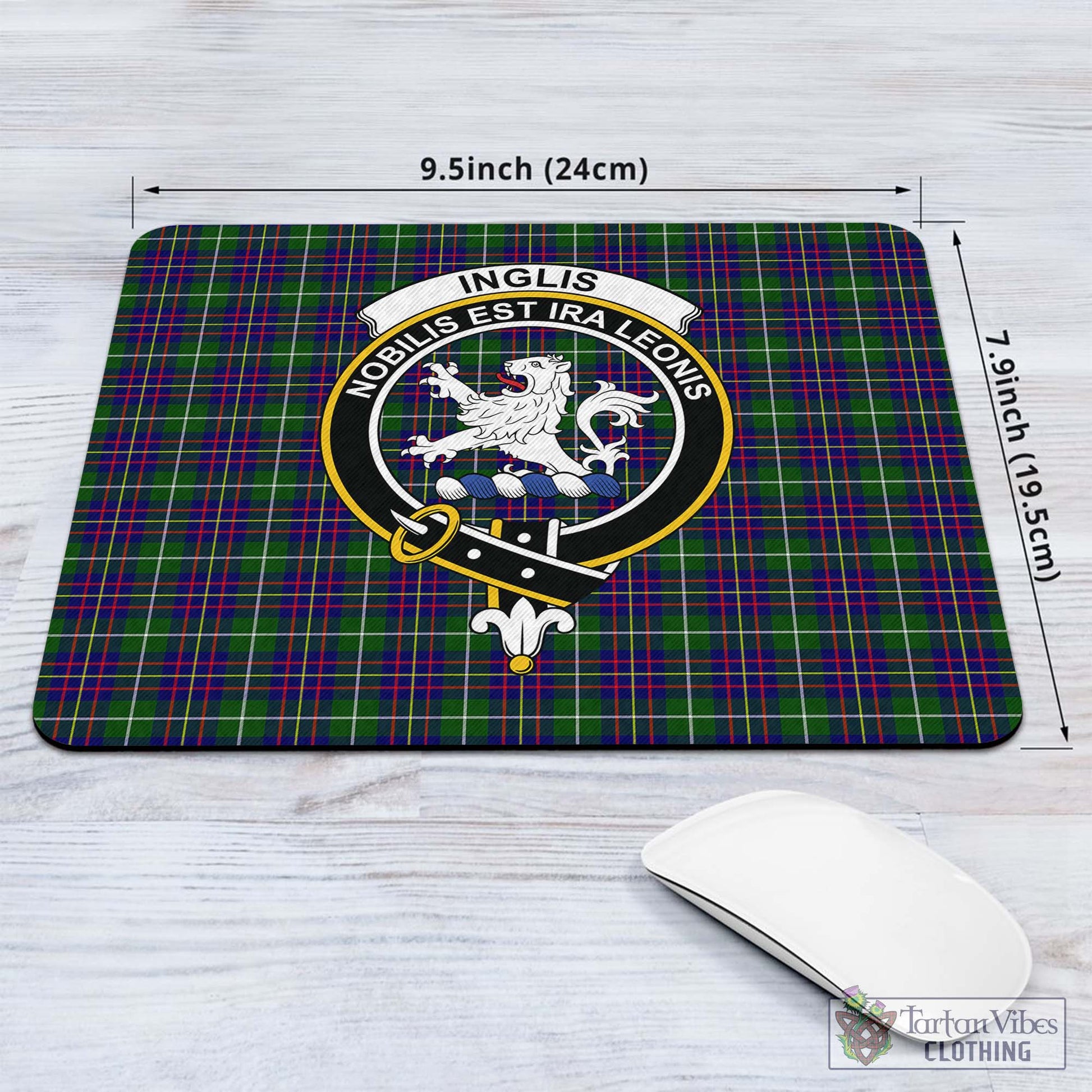 Tartan Vibes Clothing Inglis Modern Tartan Mouse Pad with Family Crest