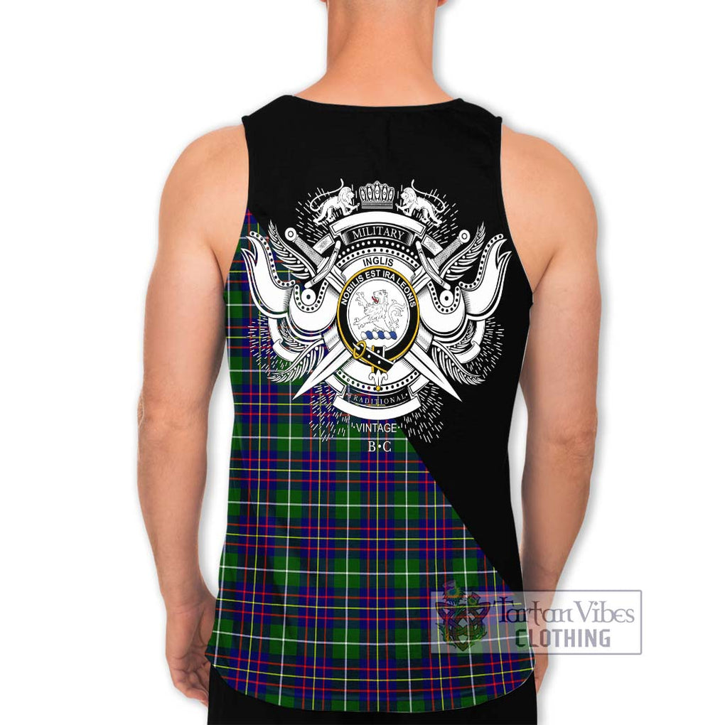 Inglis Tartan Men's Tank Top with Family Crest and Military Logo Style - Tartanvibesclothing Shop