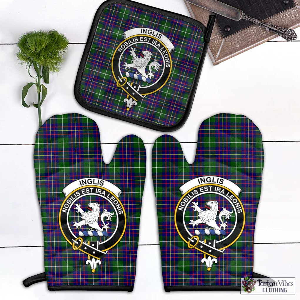 Inglis Tartan Combo Oven Mitt & Pot-Holder with Family Crest Combo 1 Oven Mitt & 1 Pot-Holder Black - Tartan Vibes Clothing