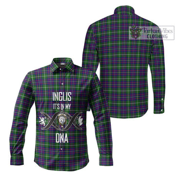 Inglis Tartan Long Sleeve Button Shirt with Family Crest DNA In Me Style