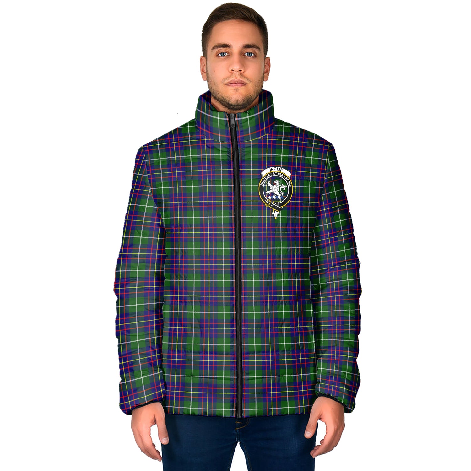 Inglis Tartan Padded Jacket with Family Crest - Tartan Vibes Clothing