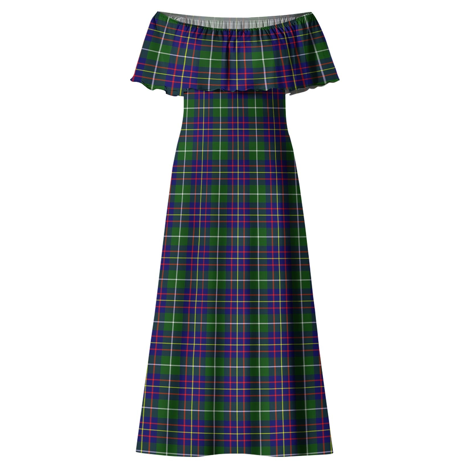 Inglis Modern Tartan Off Shoulder Long Dress - Tartanvibesclothing