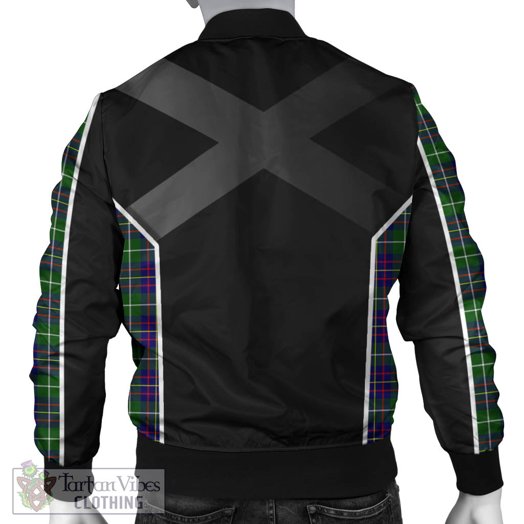 Tartan Vibes Clothing Inglis Modern Tartan Bomber Jacket with Family Crest and Scottish Thistle Vibes Sport Style