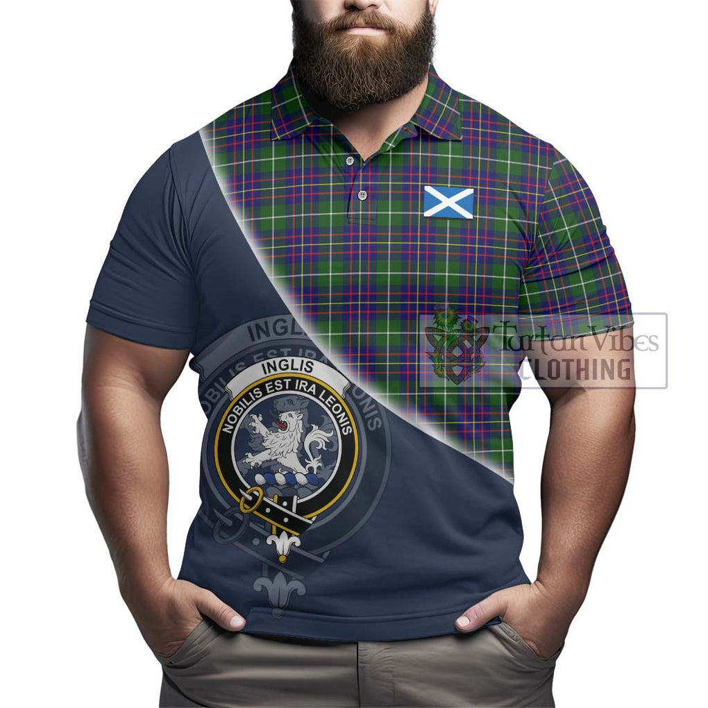 Inglis Tartan Polo Shirt with Personalised National Flag and Family Crest Half Style - Tartanvibesclothing Shop