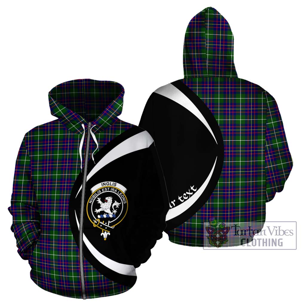 Tartan Vibes Clothing Inglis Modern Tartan Hoodie with Family Crest Circle Style