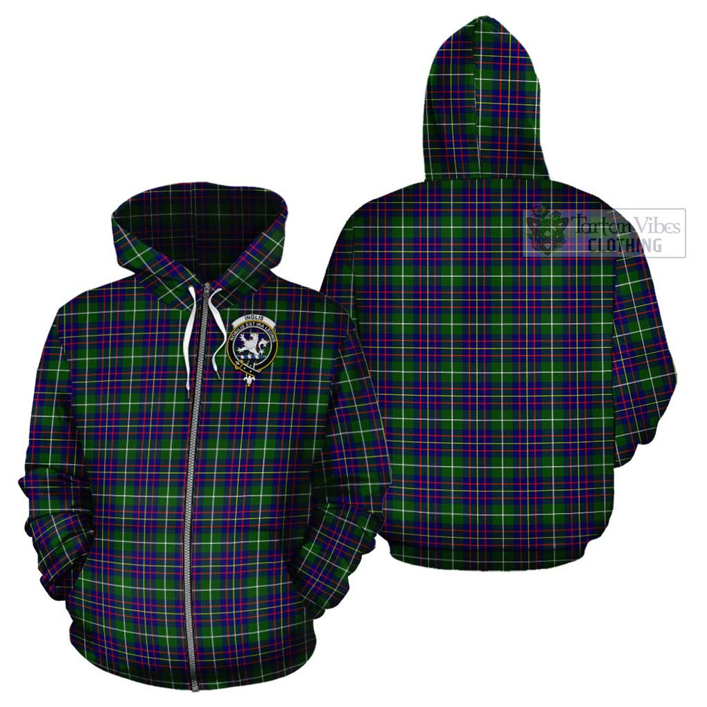 Inglis Tartan Cotton Hoodie with Family Crest Zip Hoodie - Tartan Vibes Clothing