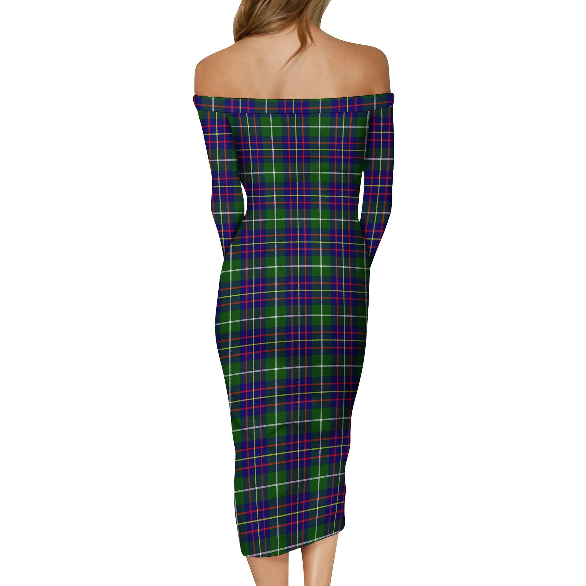 Inglis Modern Tartan Off Shoulder Lady Dress - Tartanvibesclothing