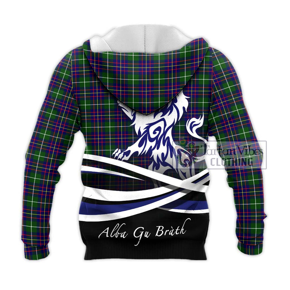 Inglis Tartan Knitted Hoodie with Alba Gu Brath Regal Lion Emblem - Tartanvibesclothing Shop