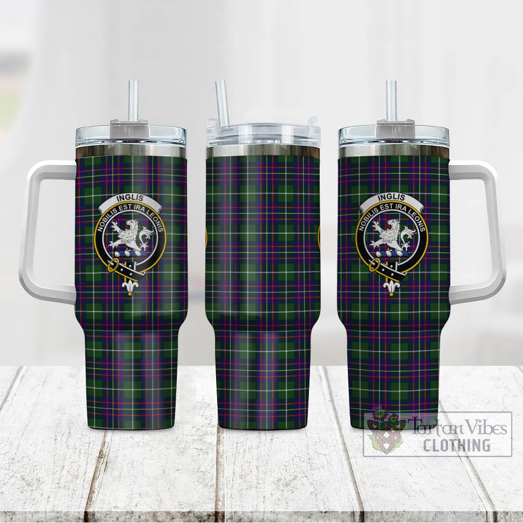 Tartan Vibes Clothing Inglis Modern Tartan and Family Crest Tumbler with Handle