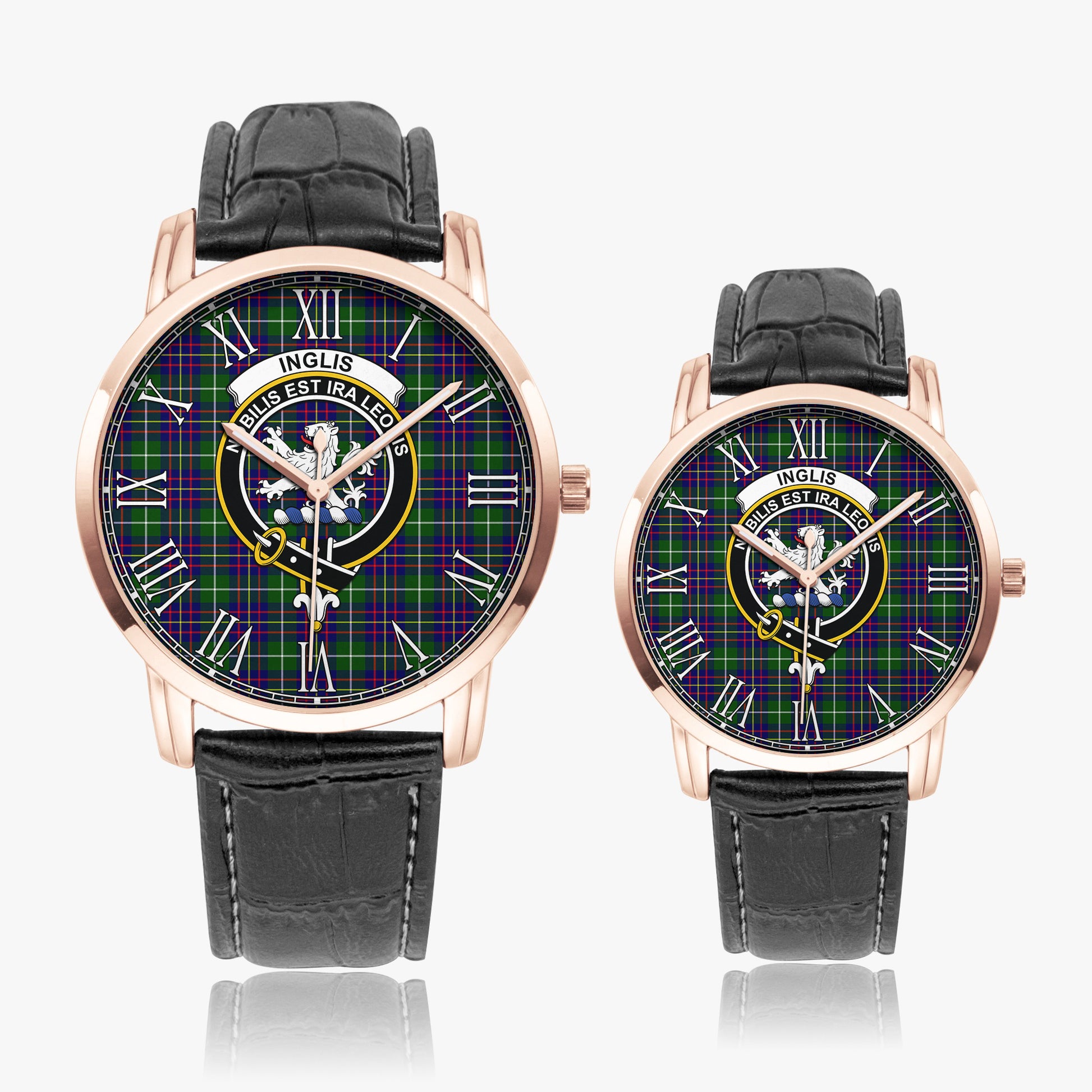 Inglis Modern Tartan Family Crest Leather Strap Quartz Watch - Tartanvibesclothing