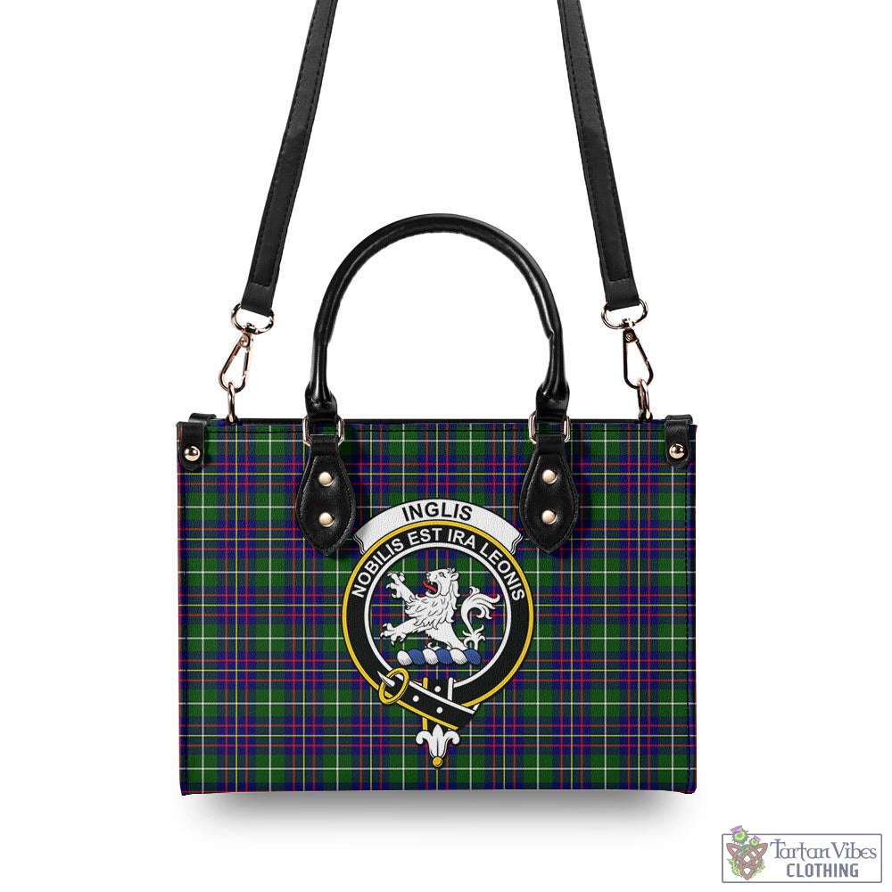 Tartan Vibes Clothing Inglis Modern Tartan Luxury Leather Handbags with Family Crest