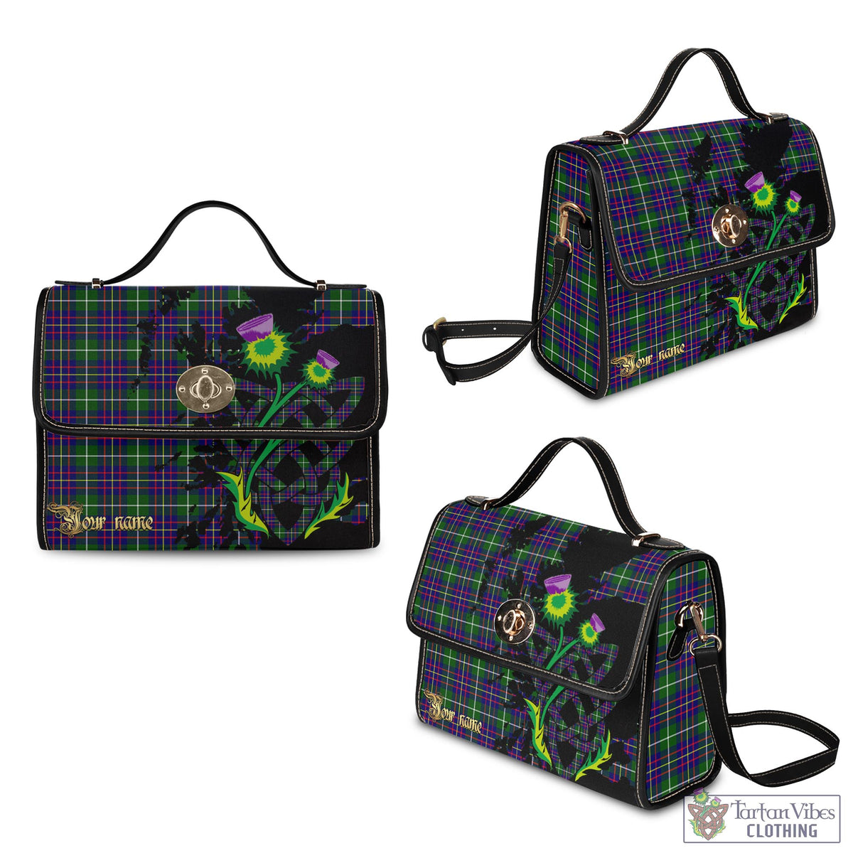 Inglis Tartan Waterproof Canvas Bag with Scotland Map and Thistle Celtic Accents - Tartan Vibes Clothing
